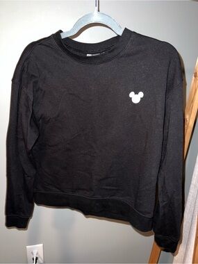 H&M Black Crewneck Sweater with White Mickey Accent